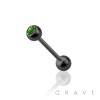 BLACK PVD PLATED OVER 316L SURGICAL STEEL BARBELL WITH PRESS FIT COLOR GEM